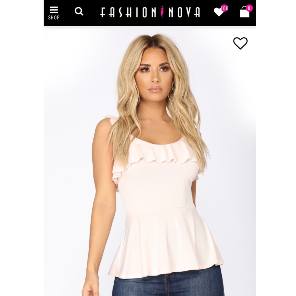 Fashion nova blush “Some girls ruffle top”